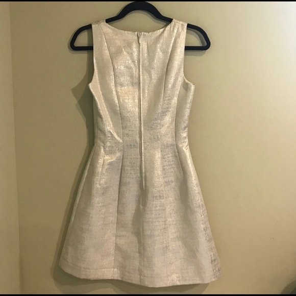 Embellished White Silver Metallic Dress - Picture 2 of 3